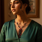 Load image into Gallery viewer, Silver Beaded Tassel Necklace for Women | Fashion Jewelry