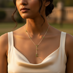 Load image into Gallery viewer, Silver Peridot Beaded Y-Necklace for Women | Daily Wear