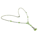 Load image into Gallery viewer, Silver Peridot Beaded Y-Necklace for Women | Daily Wear