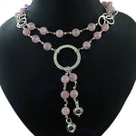 Load image into Gallery viewer, Rose Quartz Bead Necklace for Women | Silver Fashion Jewelry