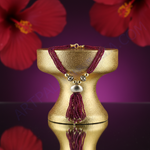 Load image into Gallery viewer, Beaded Tassel Necklace | Ruby Red Gemstone Jewelry