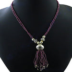 Load image into Gallery viewer, Beaded Tassel Necklace | Ruby Red Gemstone Jewelry