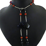 Load image into Gallery viewer, Black Onyx & Red Agate Lariat Necklace for Women | Statement Jewelry