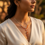 Load image into Gallery viewer, Silver Carnelian Drop Necklace for Women | Gemstone Jewelry