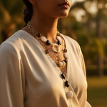 Load image into Gallery viewer, Gold Chain Necklace with Black and White Stone for Women