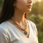 Load image into Gallery viewer, Multi-Gemstone Beaded Necklace | Sterling Silver Pendant for Women