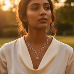 Load image into Gallery viewer, Silver Hexagon Chain Necklace with Crystal Pendant | Women's Jewelry