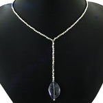 Load image into Gallery viewer, Silver Beaded Y-Necklace with Gemstone Pendant for Women