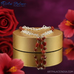 Load image into Gallery viewer, Silver Chain Necklace with Red Coral Beads | Women's Jewelry