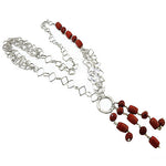 Load image into Gallery viewer, Silver Chain Necklace with Red Coral Beads | Women's Jewelry