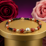 Load image into Gallery viewer, Beaded Gemstone Necklace | Red & Black Stone Jewelry for Women