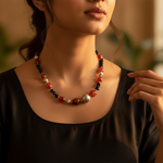 将图像加载到图库查看器中, Beaded Gemstone Necklace | Red & Black Stone Jewelry for Women
