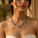 Load image into Gallery viewer, Silver Beaded Necklace with Gemstone Accents | Women's Jewelry