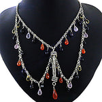 Load image into Gallery viewer, Silver Beaded Cascade Necklace with Gemstones for Women