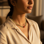 Load image into Gallery viewer, Green Beaded Necklace with Red Gemstone | Women's Jewelry Gift