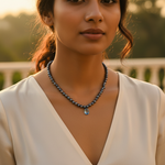 Load image into Gallery viewer, Black Pearl Necklace with Blue Topaz | Women's Jewelry Gift