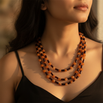 Load image into Gallery viewer, Multi-Strand Amber & Garnet Bead Necklace | Women's Jewelry
