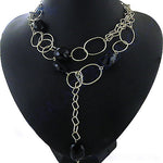 Load image into Gallery viewer, Black Beaded Lariat Necklace | gold plating Chain | Women's Fashion Jewelry