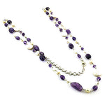 Load image into Gallery viewer, Amethyst & Pearl Beaded Necklace | Long Chain Necklace For Women