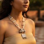 Load image into Gallery viewer, Silver Pearl Beaded Necklace | Handmade Statement Jewelry for Women