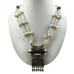 Load image into Gallery viewer, Silver Pearl Beaded Necklace | Handmade Statement Jewelry for Women
