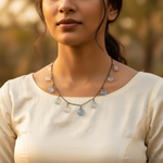 Load image into Gallery viewer, Silver Dangle Necklace with Blue Gemstones | Women's Jewelry