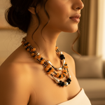 Load image into Gallery viewer, Orange & Black Gemstone Necklace | Sterling Silver | Women's Jewelry