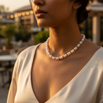 将图像加载到图库查看器中, Freshwater Pearl Necklace with Black Onyx Beads for Women