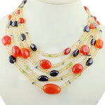 Load image into Gallery viewer, Multi-Strand Gemstone Necklace | Red & Black Stone Jewelry