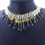 Load image into Gallery viewer, Gemstone Beaded Necklace | Purple & Yellow Gemstone Jewelry