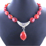 Load image into Gallery viewer, Red Carnelian Bead Necklace with Silver Pendant | Women's Jewelry