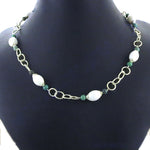 Load image into Gallery viewer, gold plating Chain with White & Green Stone Necklace for Women