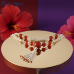 Load image into Gallery viewer, Silver Carnelian Tassel Necklace for Women | Gemstone Jewelry
