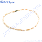 Load image into Gallery viewer, Beige freshwater pearl choker necklace with a delicate design on a white background.