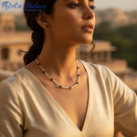 Load image into Gallery viewer, Silver Bead Bar Necklace | Red Gemstones | For Women