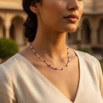 将图像加载到图库查看器中, Silver Bead Bar Necklace | Red Gemstones | For Women