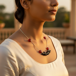 将图像加载到图库查看器中, Silver Carnelian & Onyx Bead Necklace | Women's Fashion Jewelry