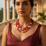 Load image into Gallery viewer, Red Carnelian Bead Necklace | 3-Strand Gemstone Jewelry for Women