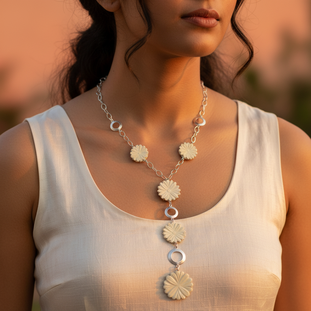 Silver flower necklace for women | fashion jewelry gift