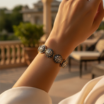 Load image into Gallery viewer, gold plating & Black Diamond Bracelet | Floral Design for Women