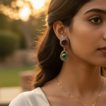 Load image into Gallery viewer, Gold Ruby & Emerald Earrings | Dangle Earrings for Women
