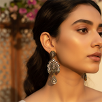 Load image into Gallery viewer, gold plating Diamond Cluster Earrings for Women | Floral Design Jewelry