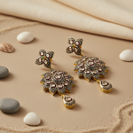 将图像加载到图库查看器中, gold plating Floral Diamond Earrings for Women | Statement Jewelry