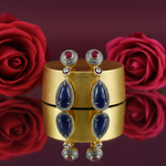 Load image into Gallery viewer, Sapphire & Ruby Drop Earrings | Gold-Plated Dangle Jewelry
