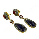 Load image into Gallery viewer, Sapphire & Ruby Drop Earrings | gold plating-Plated Dangle Jewelry
