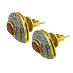 Load image into Gallery viewer, gold plating Ruby Stud Earrings with Diamond Accents | Gift for Her