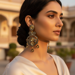 Load image into Gallery viewer, Gold & Black Diamond Earrings for Women | Statement Jewelry