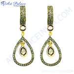 Load image into Gallery viewer, Gold dangle earrings with pear-shaped diamonds, perfect for a touch of elegance and luxury.