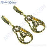 Load image into Gallery viewer, Gold teardrop earrings featuring sparkling diamonds, perfect for a touch of elegance.