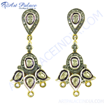 Load image into Gallery viewer, Gold teardrop chandelier earrings with diamonds, featuring a unique and elegant design.